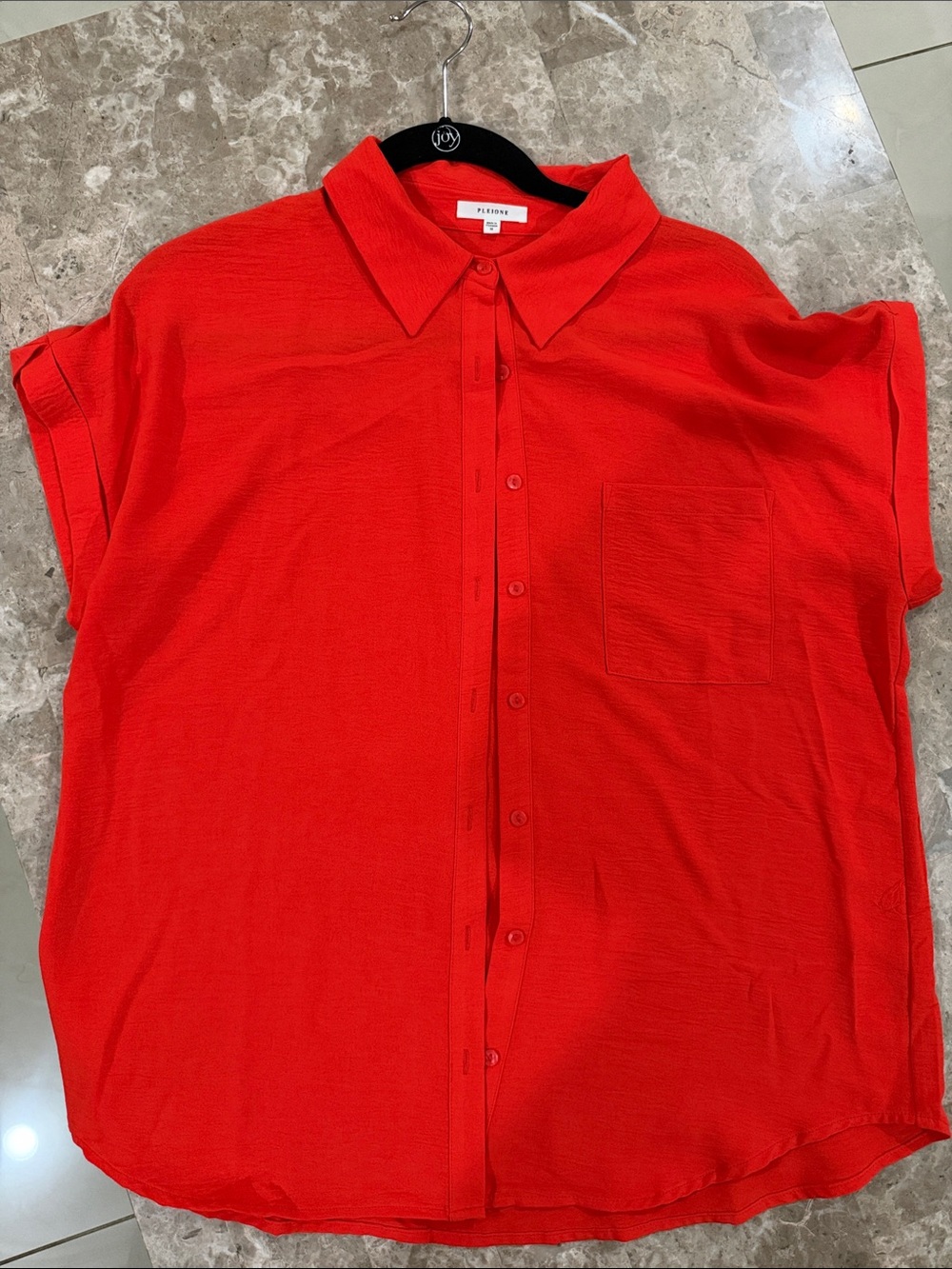 Pleione orange Short-Sleeve Button-Down Shirt